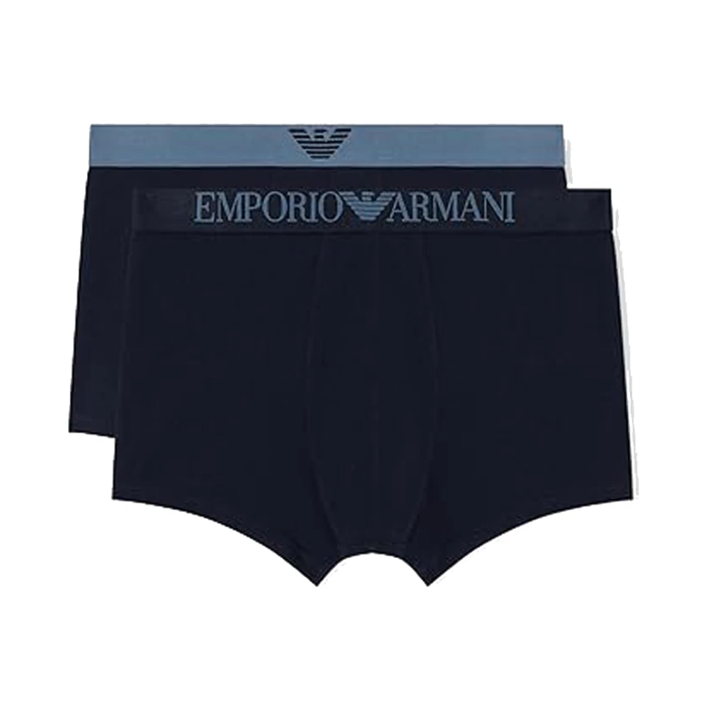 Emporio Armani Mannelijk Multicolor Ondergoed Heren, Veelkleurig, L, Katoen, Trunk Boxers 2-Pack