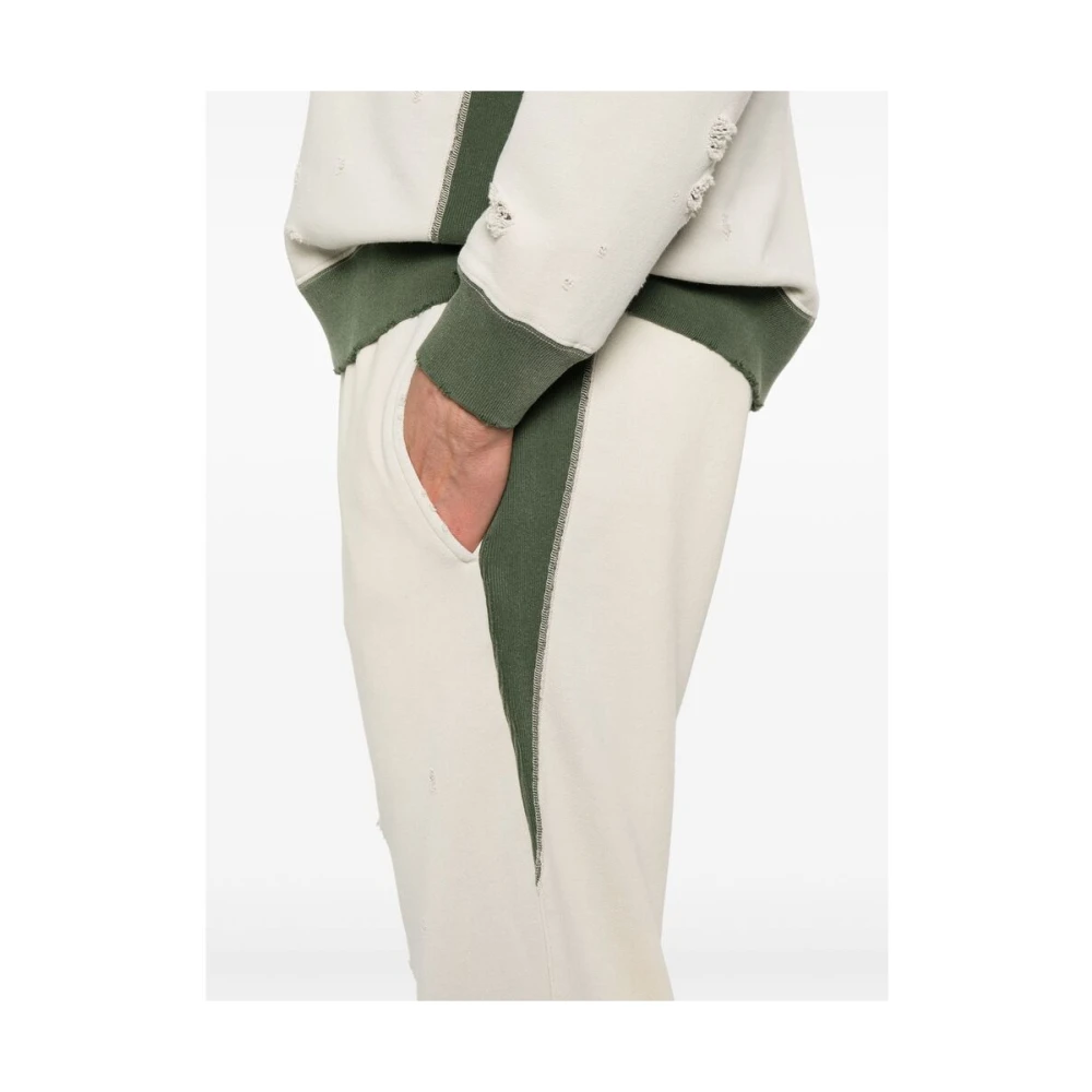 Needles Kleur-blok katoenen jersey broek Beige Heren