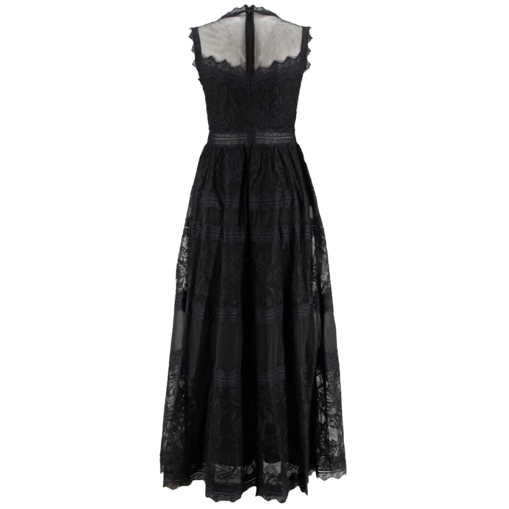 Ermanno Scervino Lange Jurk met Kant en Tule Black Dames