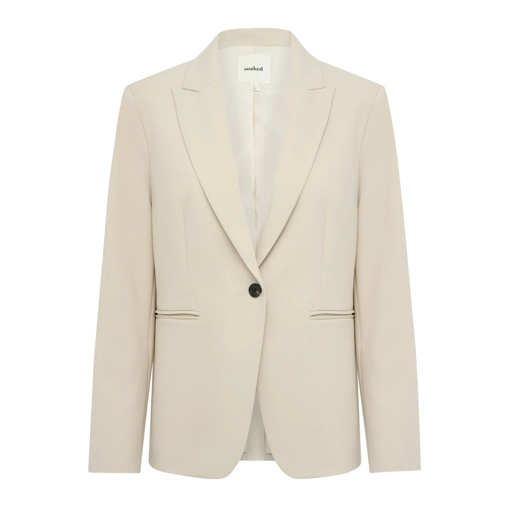 Soaked In Luxury Women's Beige Blazers,, Short Blazer Jacket Oatmeal Large