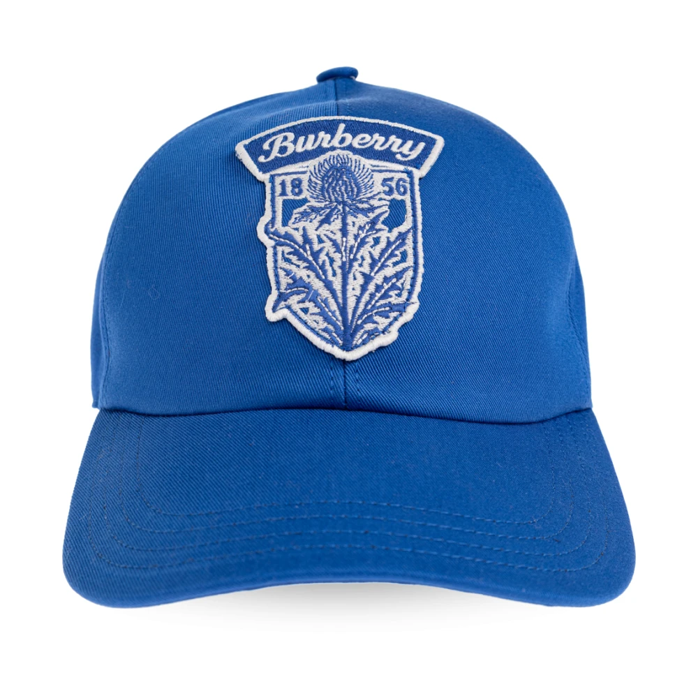 Burberry Men's Blue Thistle Shield Gabardine Baseball Cap