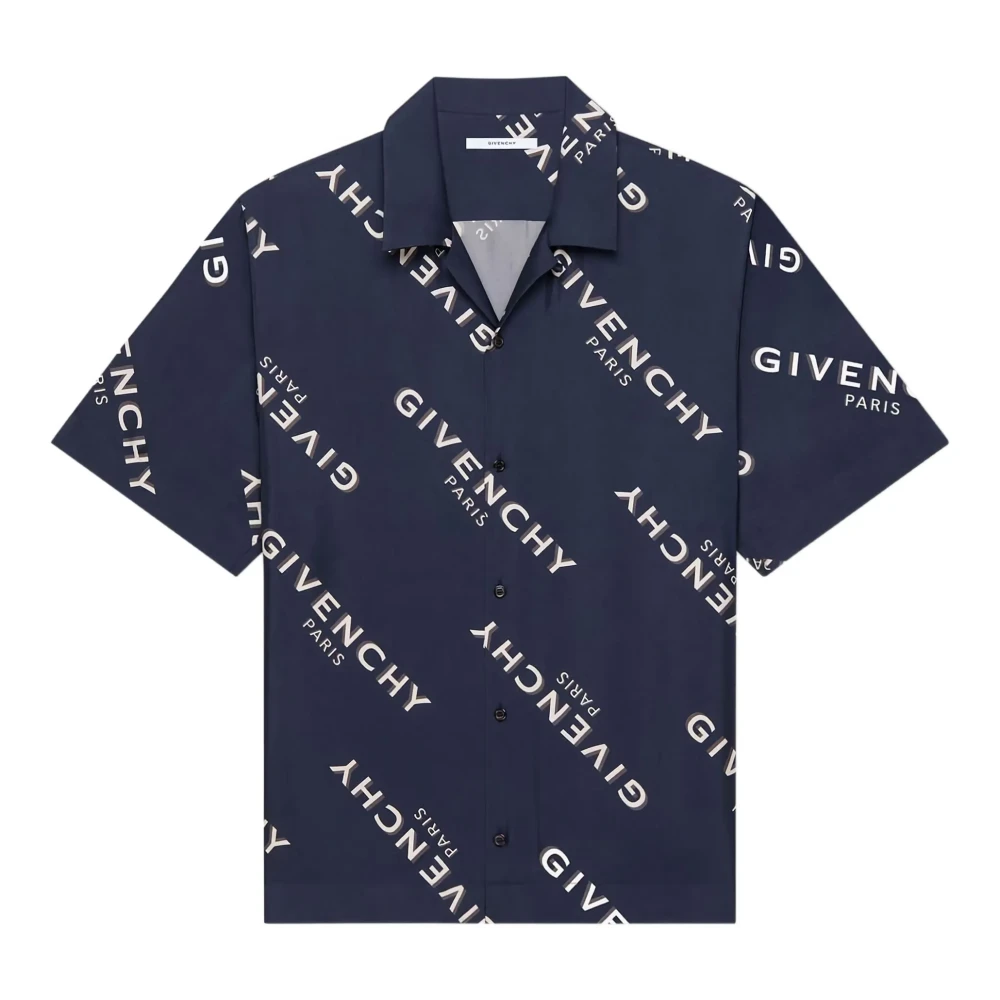 Givenchy Herr Blå Skjortor L, Silke Hawaiiskjorta