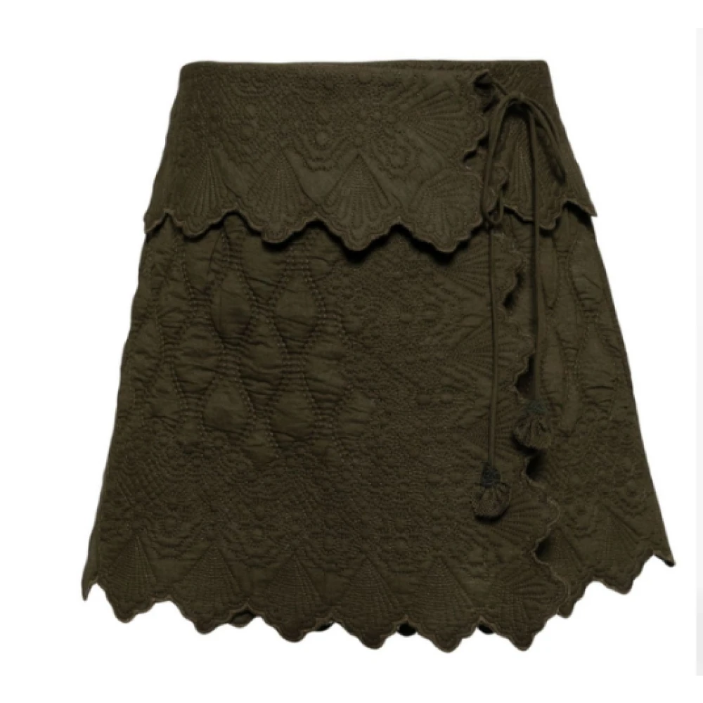 Ulla Johnson Militair Groene Geborduurde Katoenen Rok Green Dames
