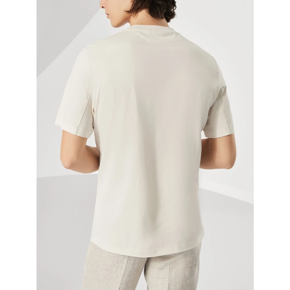 BRUNELLO CUCINELLI Katoenen T-shirt Gemaakt in Italië Beige Heren