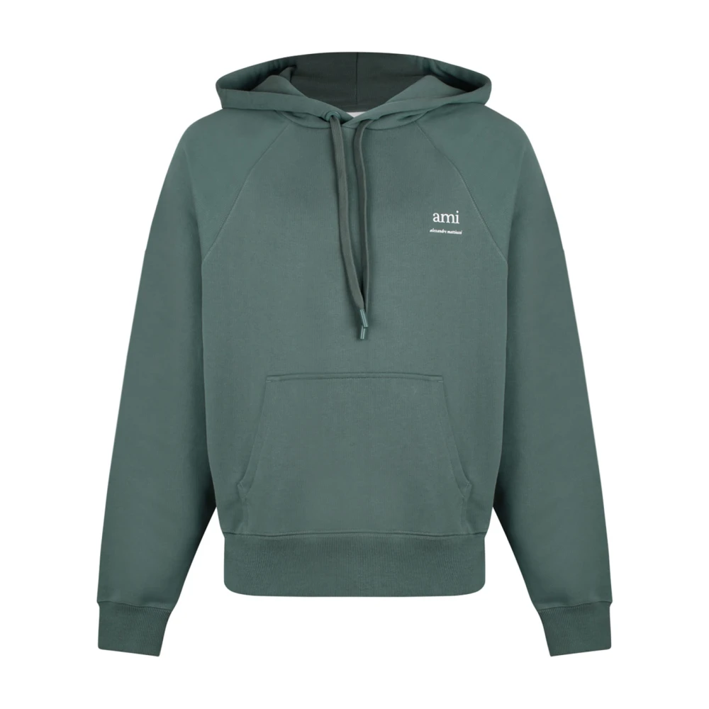 Ami Paris Men's Green Embroidered Logo Hoodie In Antique Clay - Hoodies - Xl - Sweatshirts & Hoodies