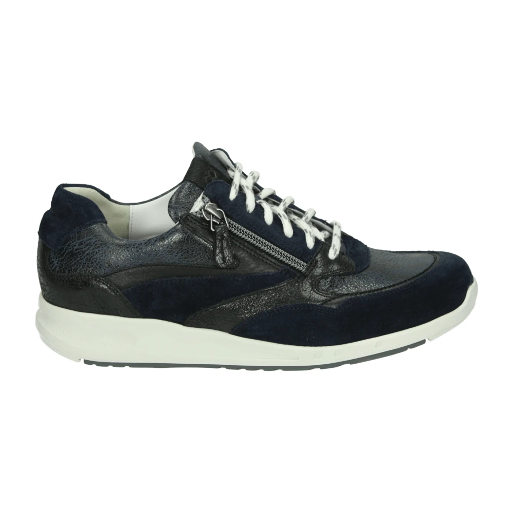 Durea Sportieve Lage Blauwe Sneakers met Uitneembaar Voetbed Dames Schoenen