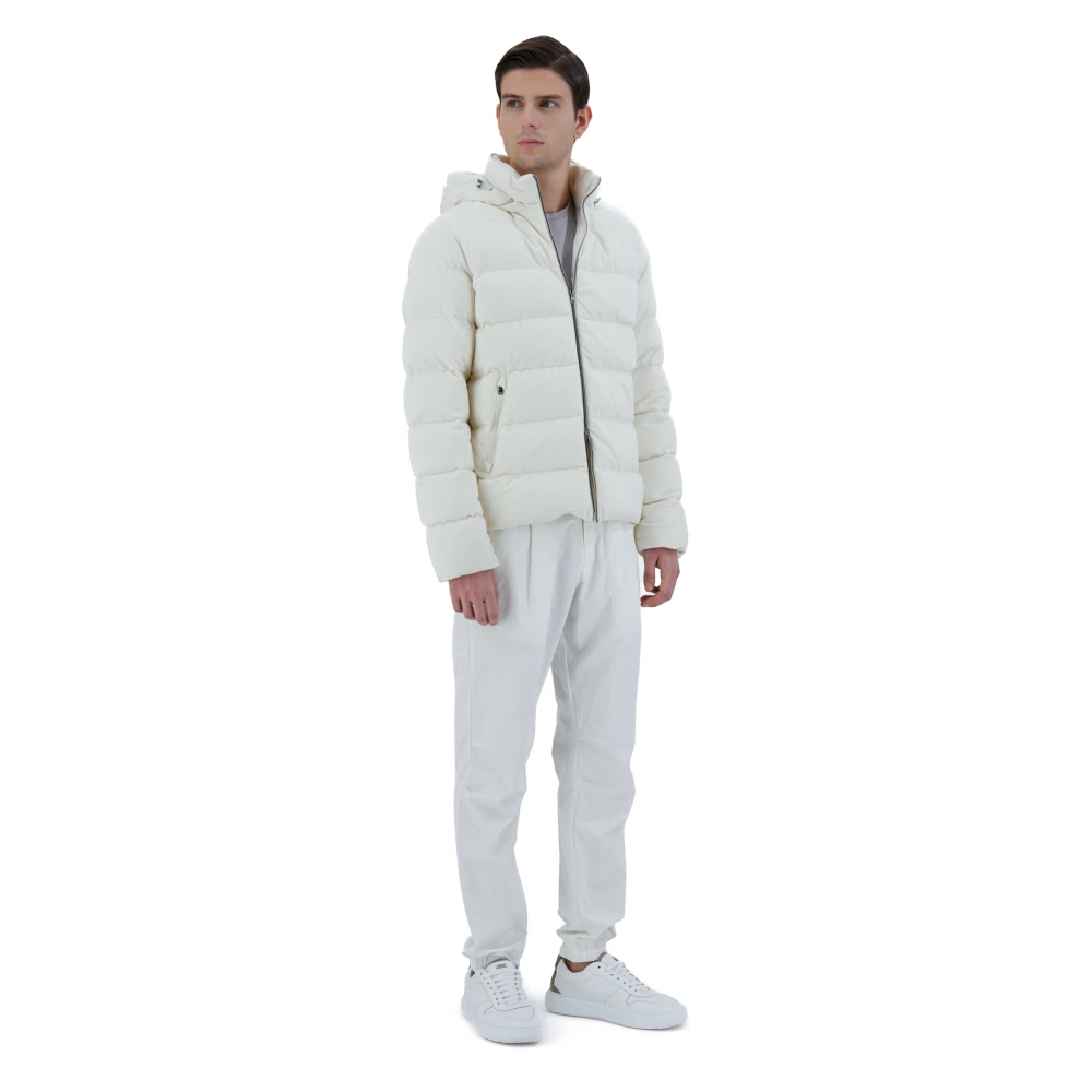 Herno Witte Fluwelen Bomberjack White Heren