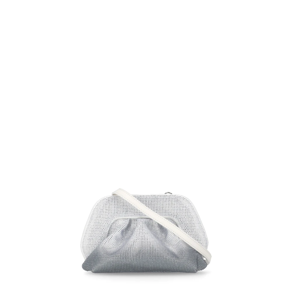 Themoirè Donna Grigio Borsa Pochette Argento Con Motivo Strass