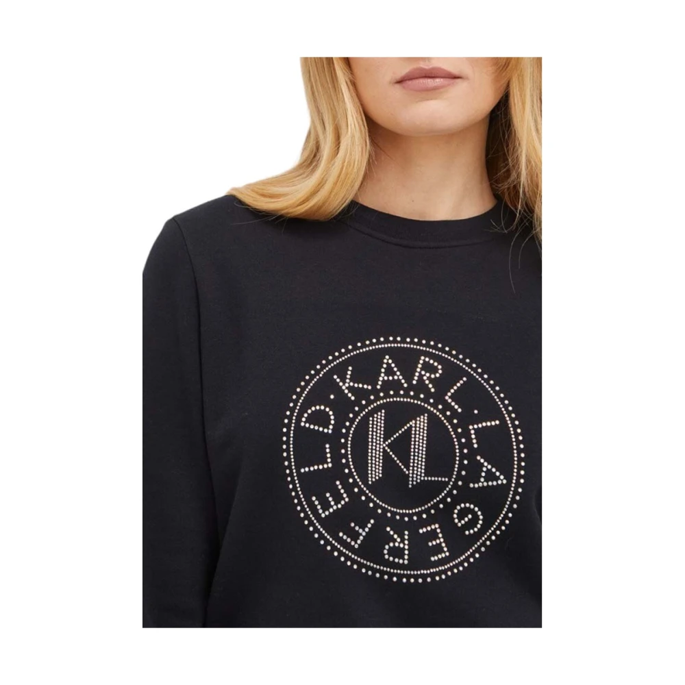 Karl Lagerfeld Rhinestone Logo Sweatshirt Black Dames