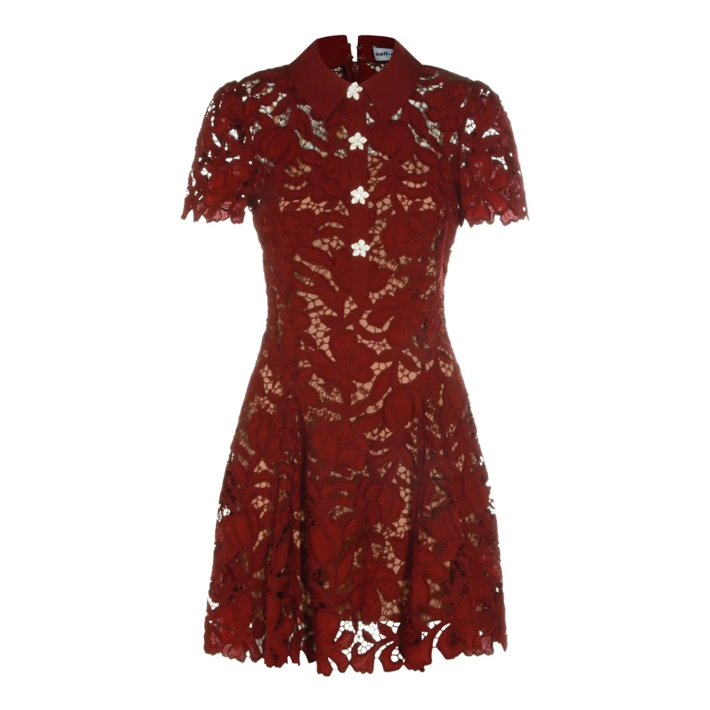 Self Portrait Lace Midi Dress - Female - Short Dresses - Red - 2XS - Dresses