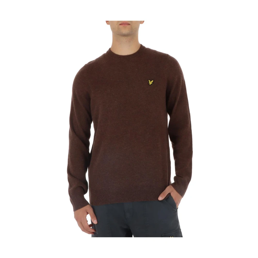 Lyle & Scott Men's Brown Round Neck Wool Blend Long Sleeve Knitwear