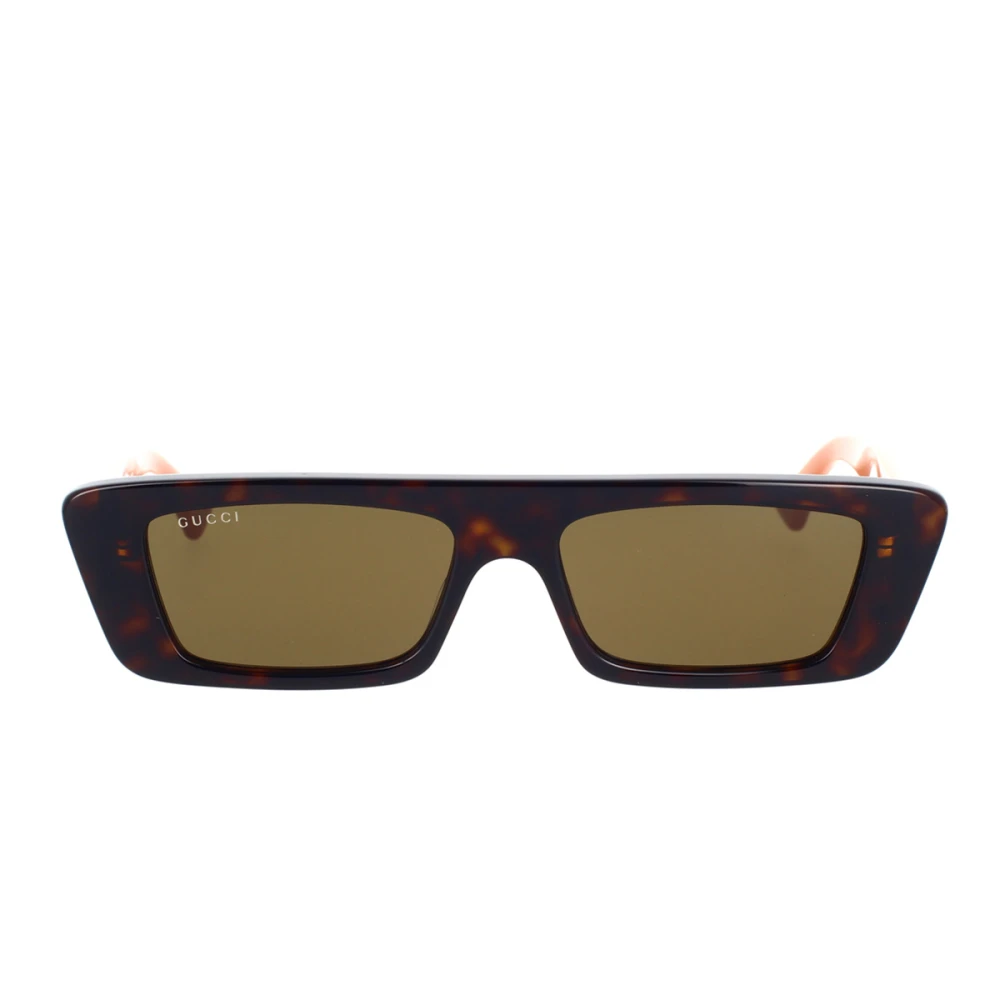 Gucci Rektangulära solglasögon med Havana/Orange ram och brunaylonlinser Brown, Herr