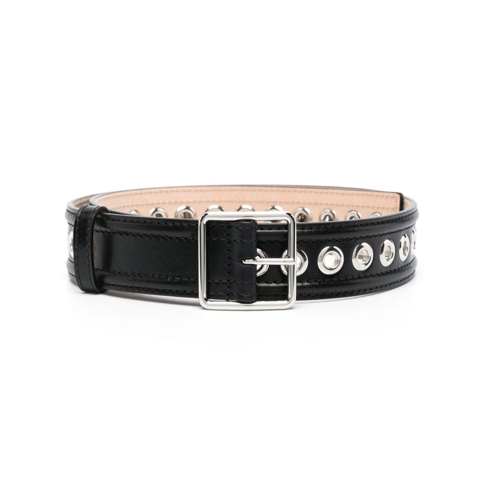 Schwarzer Ledergürtel mit Ösen - Alexander McQueen - Modalova