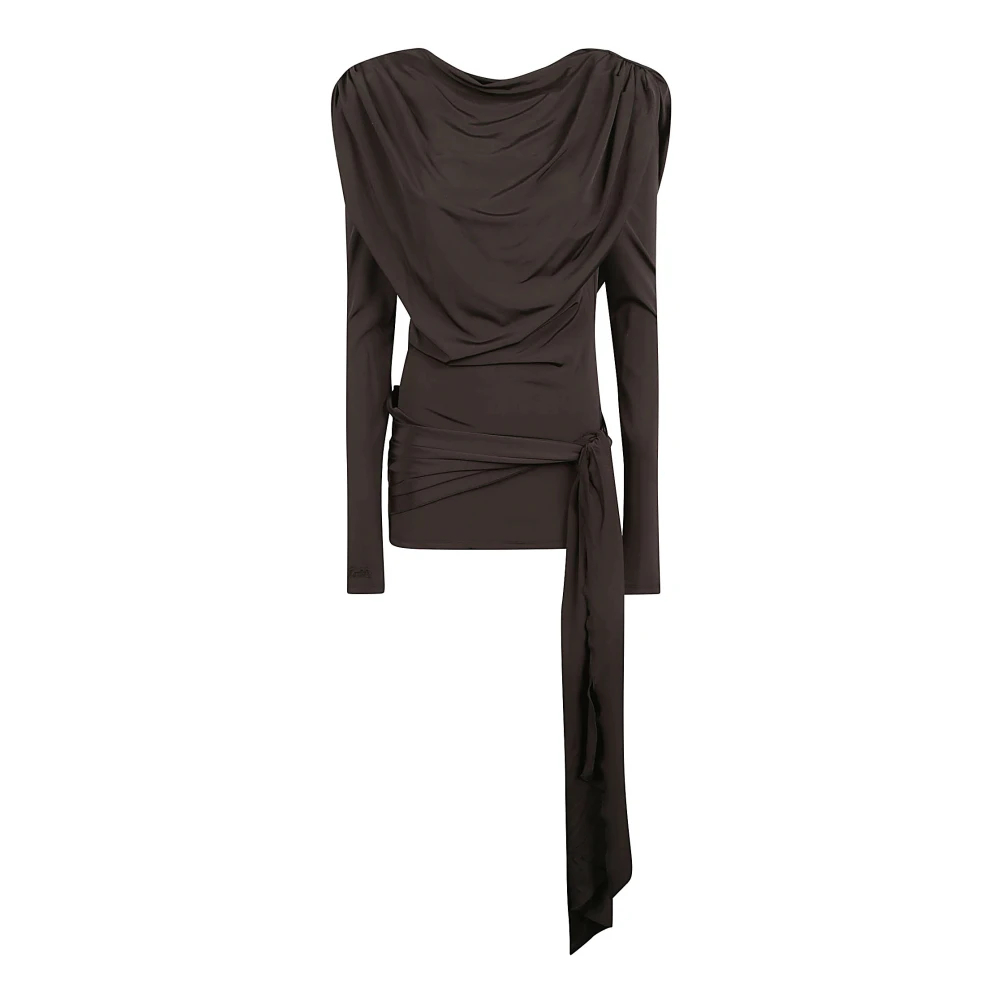 Rotate Birger Christensen Zwarte Satijnen Top met Logo Black Dames