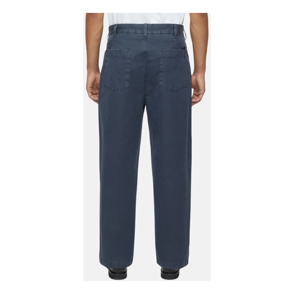 closed Stone Washed Wide-Leg Broek met Zakken Blue Heren