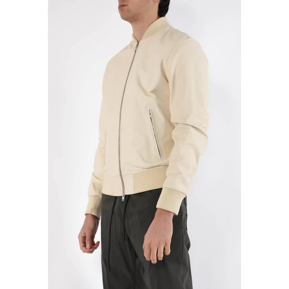 Dfour Slim Fit Leren Bomberjack Beige Heren