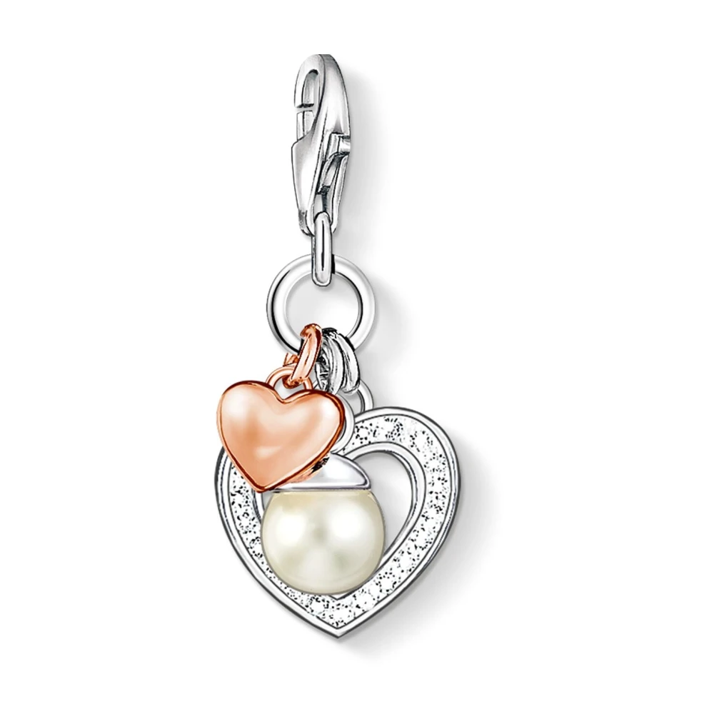 Thomas Sabo Women's Gold Rose Heart Charm With Pearl And Zirconia