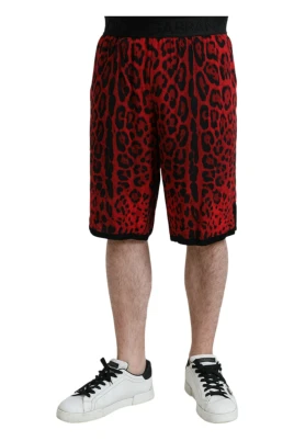 Röda Leopardmönstrade Bermuda Shorts