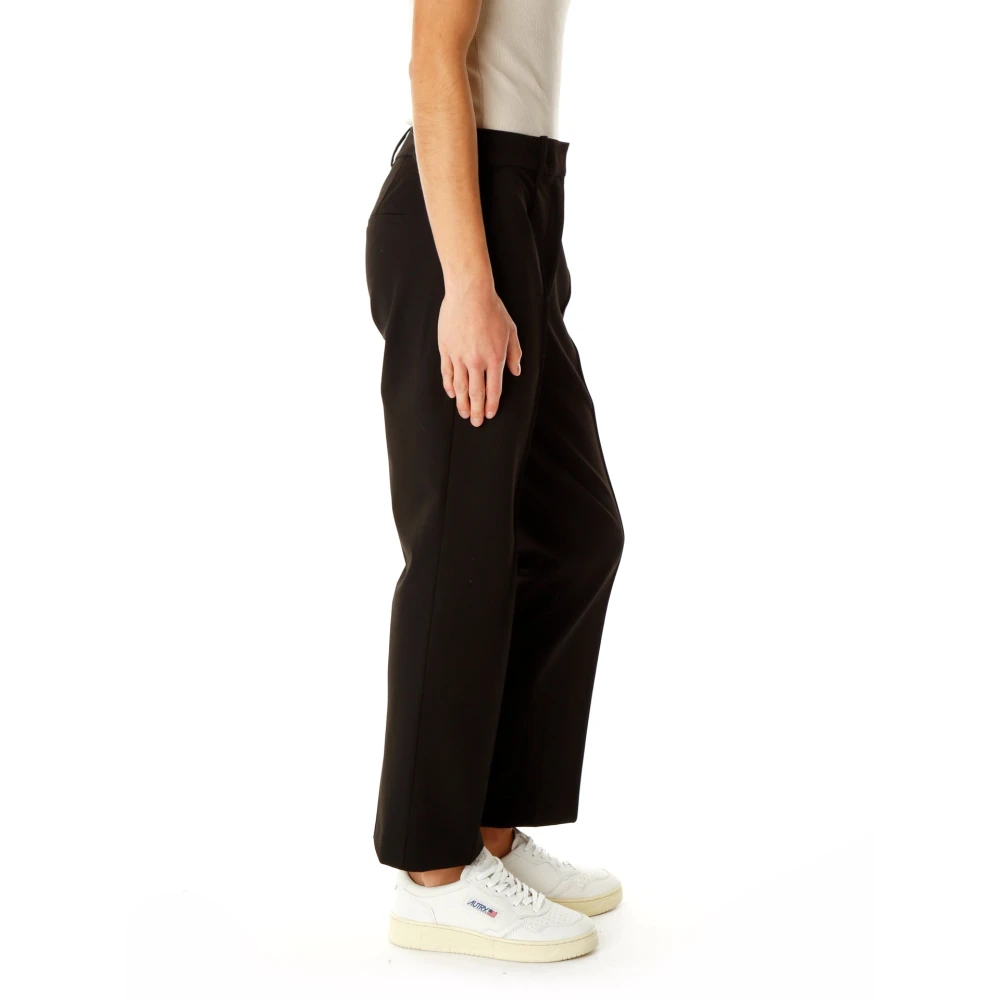 Samsøe Mid-rise broek met knopen en zakken Black Dames