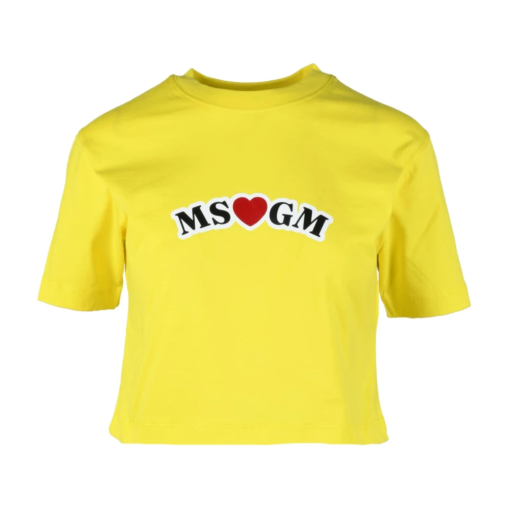 Msgm Katoenen T-shirt met Unieke Stijl Yellow Dames