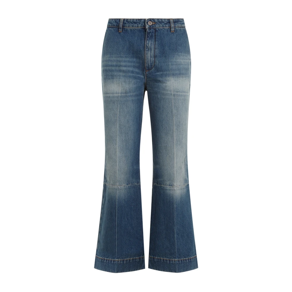 Victoria Beckham Indigo Kick Flared Cropped Jeans Blue Dames