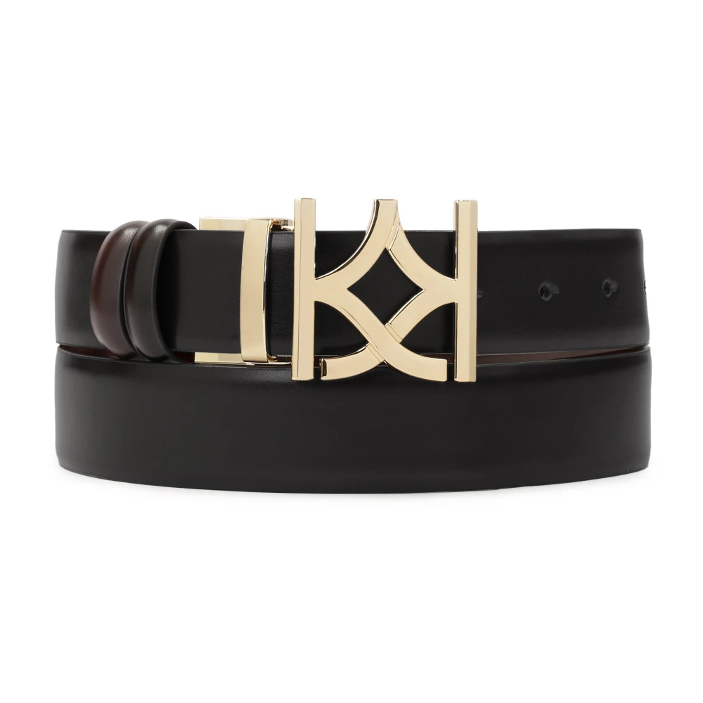 Kazar Zwart en bruin dubbelzijdig leren riem Black Dames