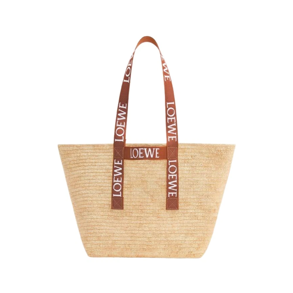 Loewe Fold Shopper Raffia Tas Beige Dames
