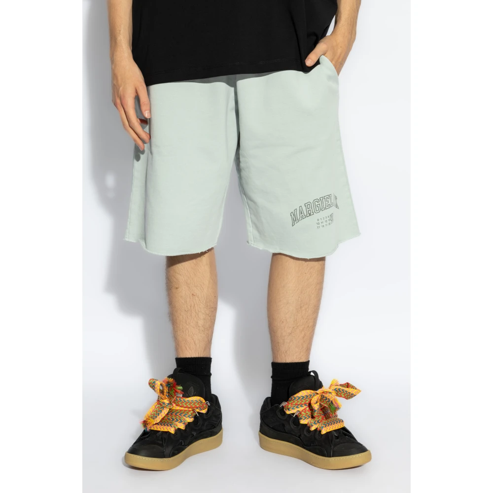 MM6 Maison Margiela Korte katoenen broek met vintage effect Blue Heren