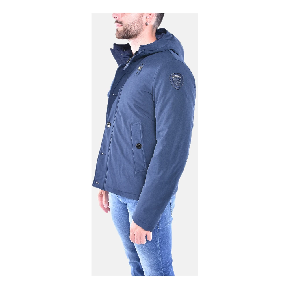 Blauer Neopreen gewatteerde jas met capuchon Blue Heren