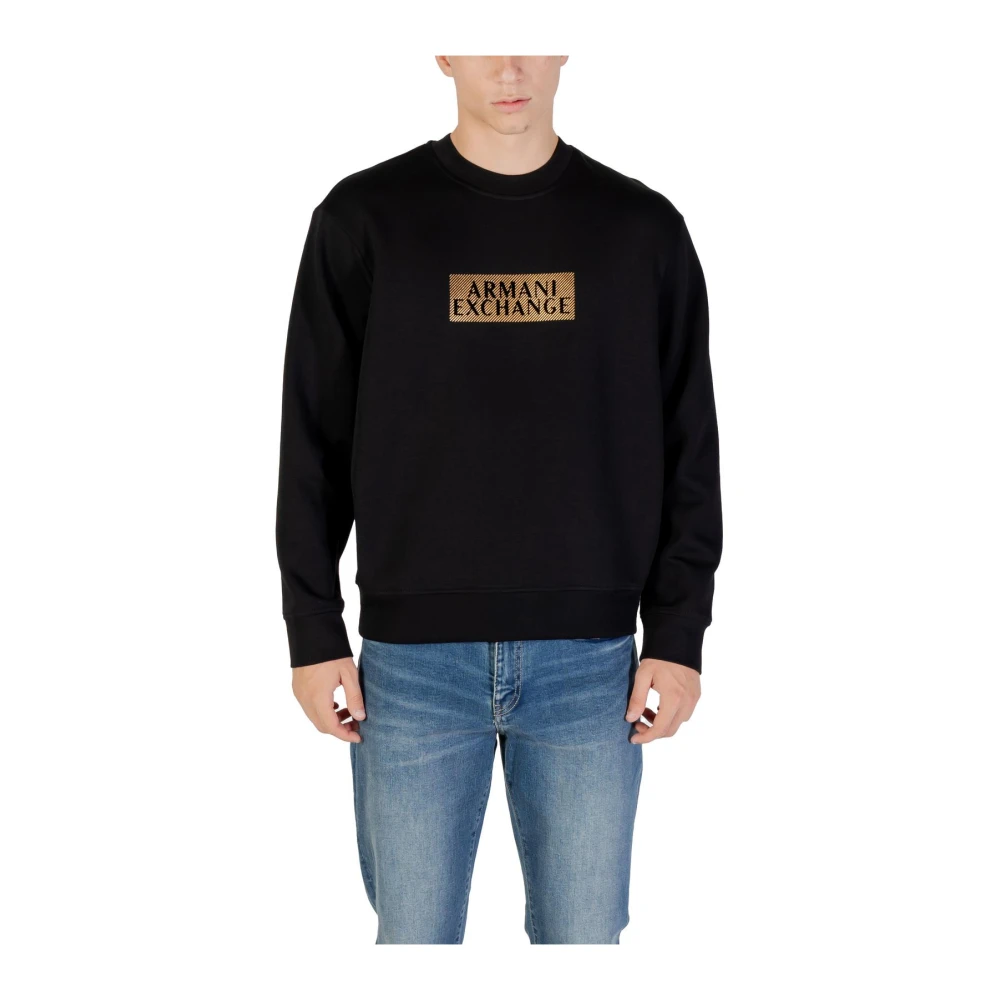 Armani Exchange Svart Printed Long Sleeve Round Neck Sweatshirt