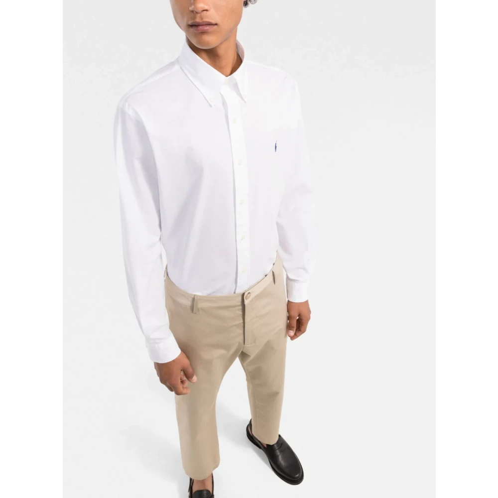 Polo Ralph Lauren Geborduurd Katoenen Overhemd White Heren
