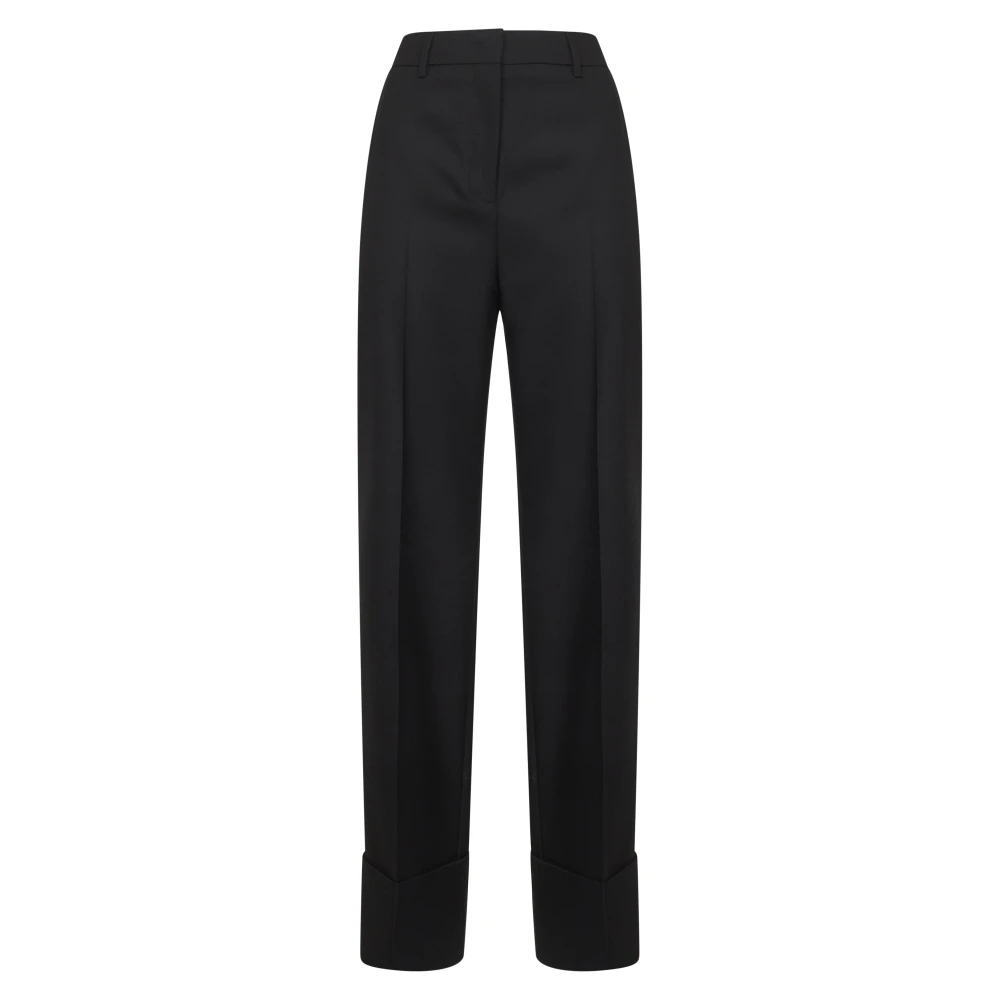 Valentino Women's Black Wool Straight Cut Trousers - Straight Trousers - L - Trousers