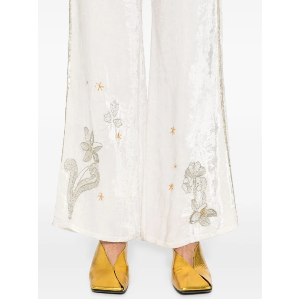 Forte Witte Fluweel Wijde Pijp Broek White Dames