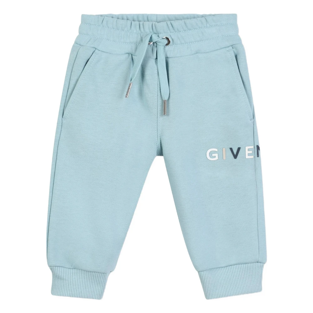 Givenchy Boys Blue Kids Trousers With Logo Print