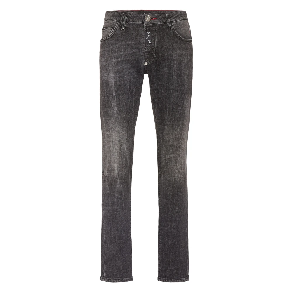 Philipp Plein Hexagon Denim Broek met Logolabel Gray Heren