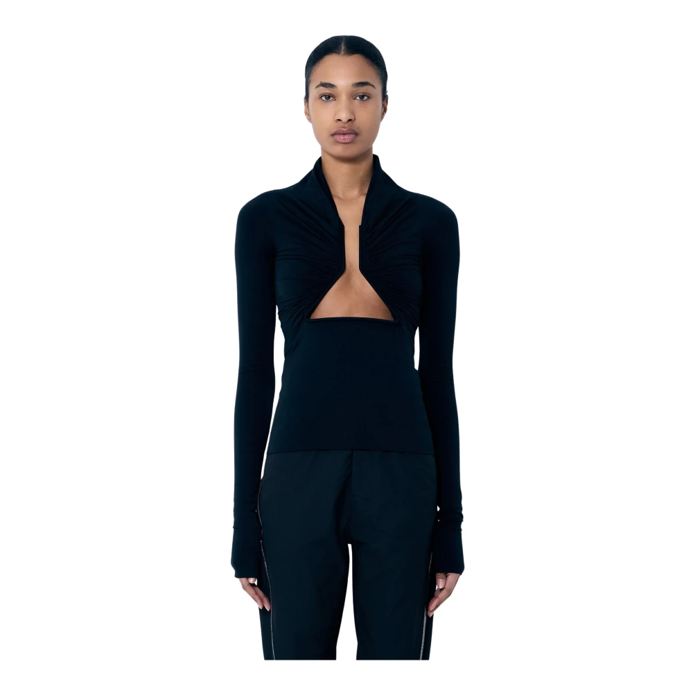 Rick Owens Top met Ruches en Cut-Out Black Dames