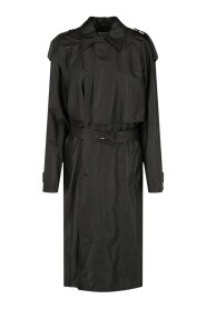 Sort Skinn Trenchcoat