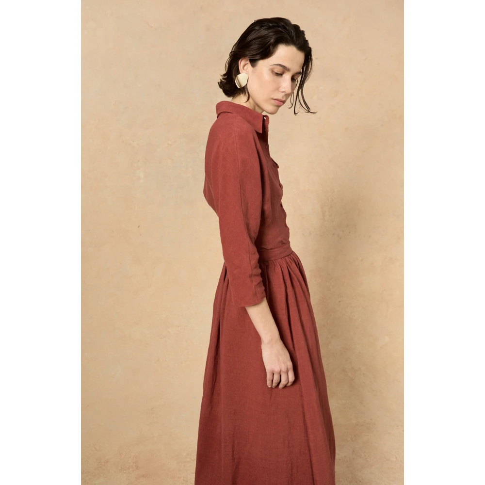 Cortana Rode Linnen Shirt Brown Dames