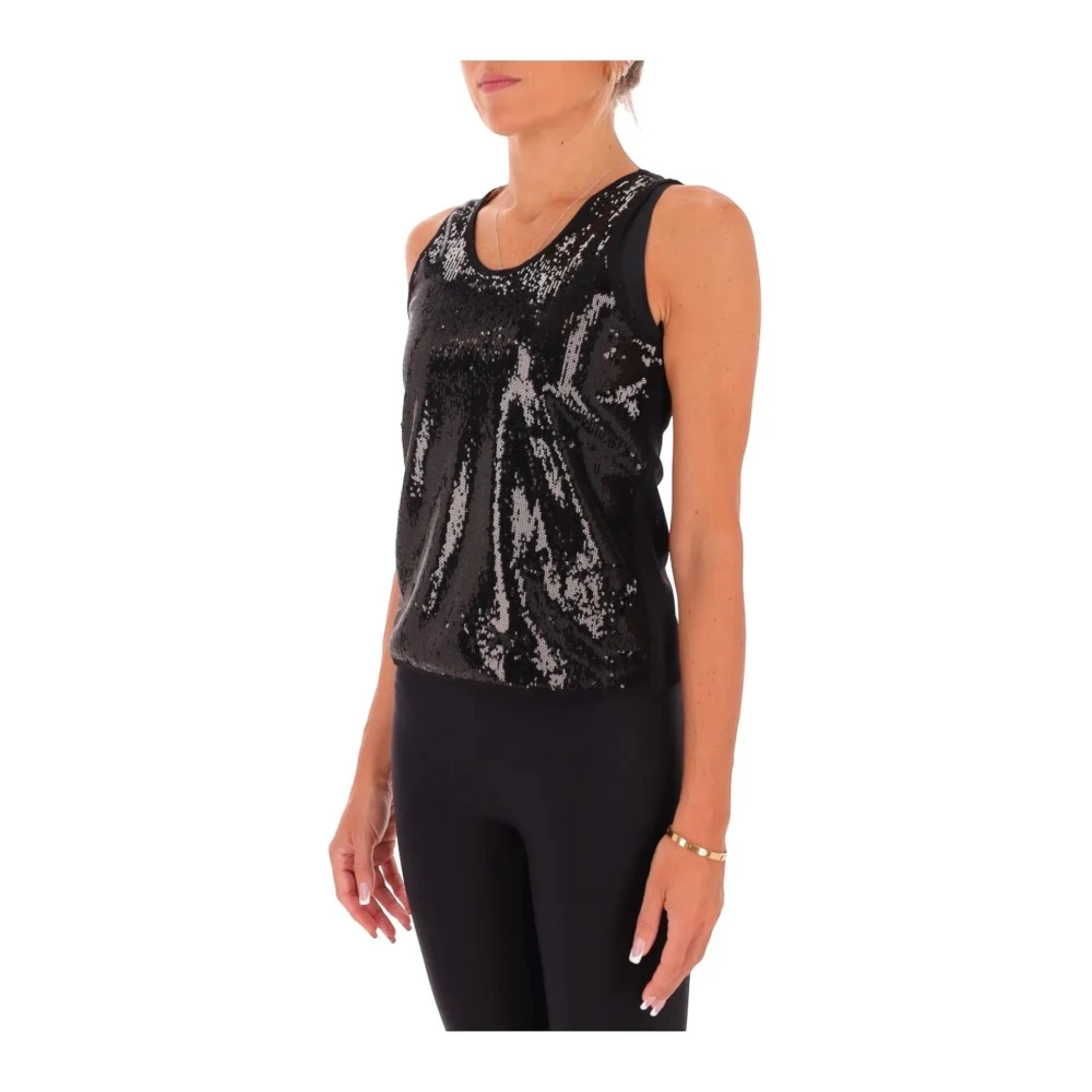 Marella Zwarte Paillet Mouwloze Top Veneto Black Dames