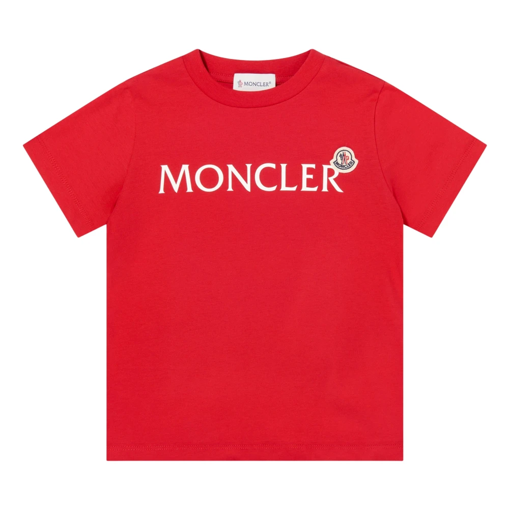 Moncler Red Cotton Logo T-Shirt - Male - Kids Short Sleeve T-Shirts - 8 Y - Kids