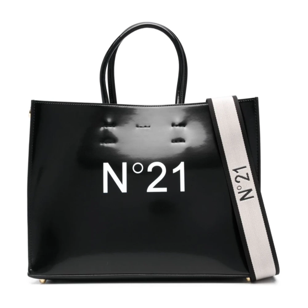 N21 Zwarte Leren Schoudertas Black Dames