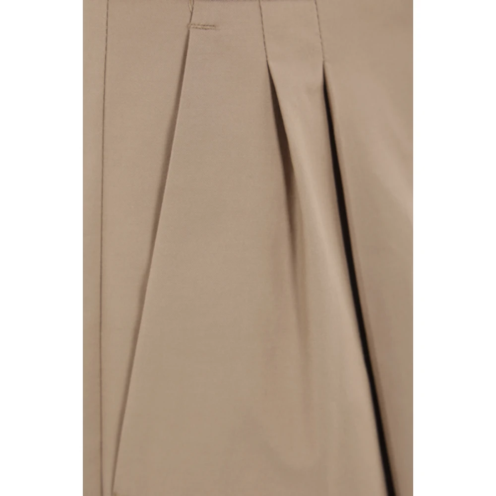Max Mara Wijde Beige Katoenen Twill Broek Brown Dames