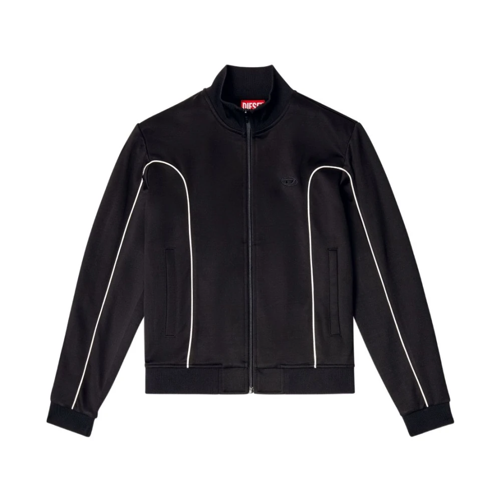 Diesel Vrouw Zwart Hoodies & Sweatvesten Dames, S, Katoen, F-Locking-Od Zip-Through Sweatshirt