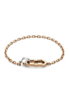Länk till kärlekskedja armband i rosa guld och vitt