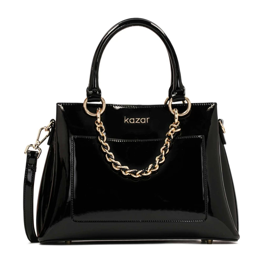 Kazar Elegante Patentleren Satchel Tas met Ketting Black Dames