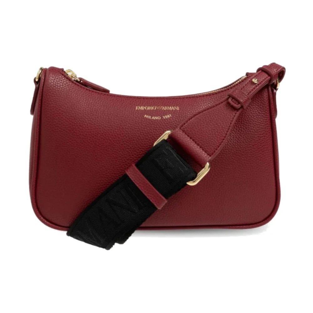 Emporio Armani Mini Baguette Bordeaux met Zwart Logo Red Dames