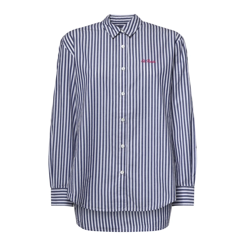 Mc2 Saint Barth , Shirts, Female, Blue, S, 01929L Cotton Stripes V A Ruba 61 - Image 4