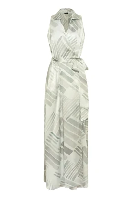 Etnisk Borste Silk Wrap Klänning