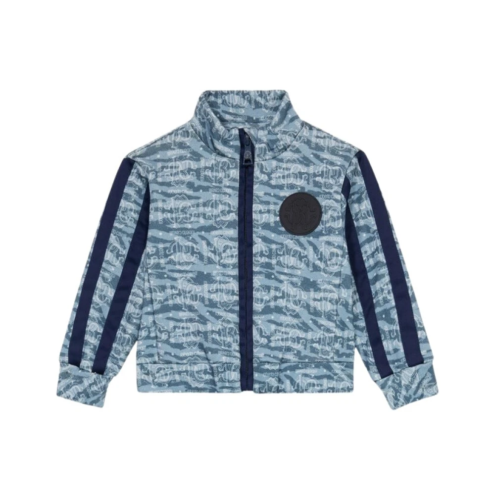 Roberto Cavalli Boys Blue Kids Sweatshirts, 3 Y, Sweatshirt With Zipper And All-Over Print