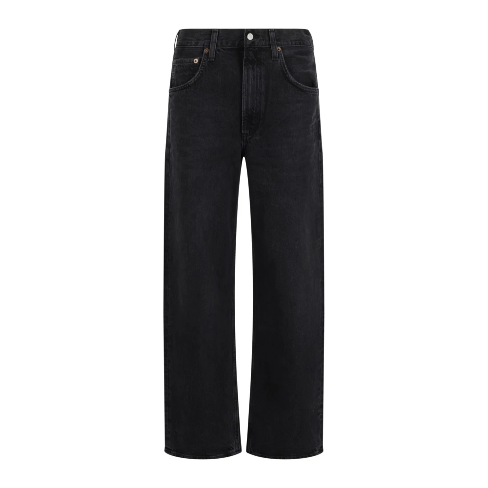 Agolde Zwarte Low Curve Jeans met Wijde Pijpen Black Dames